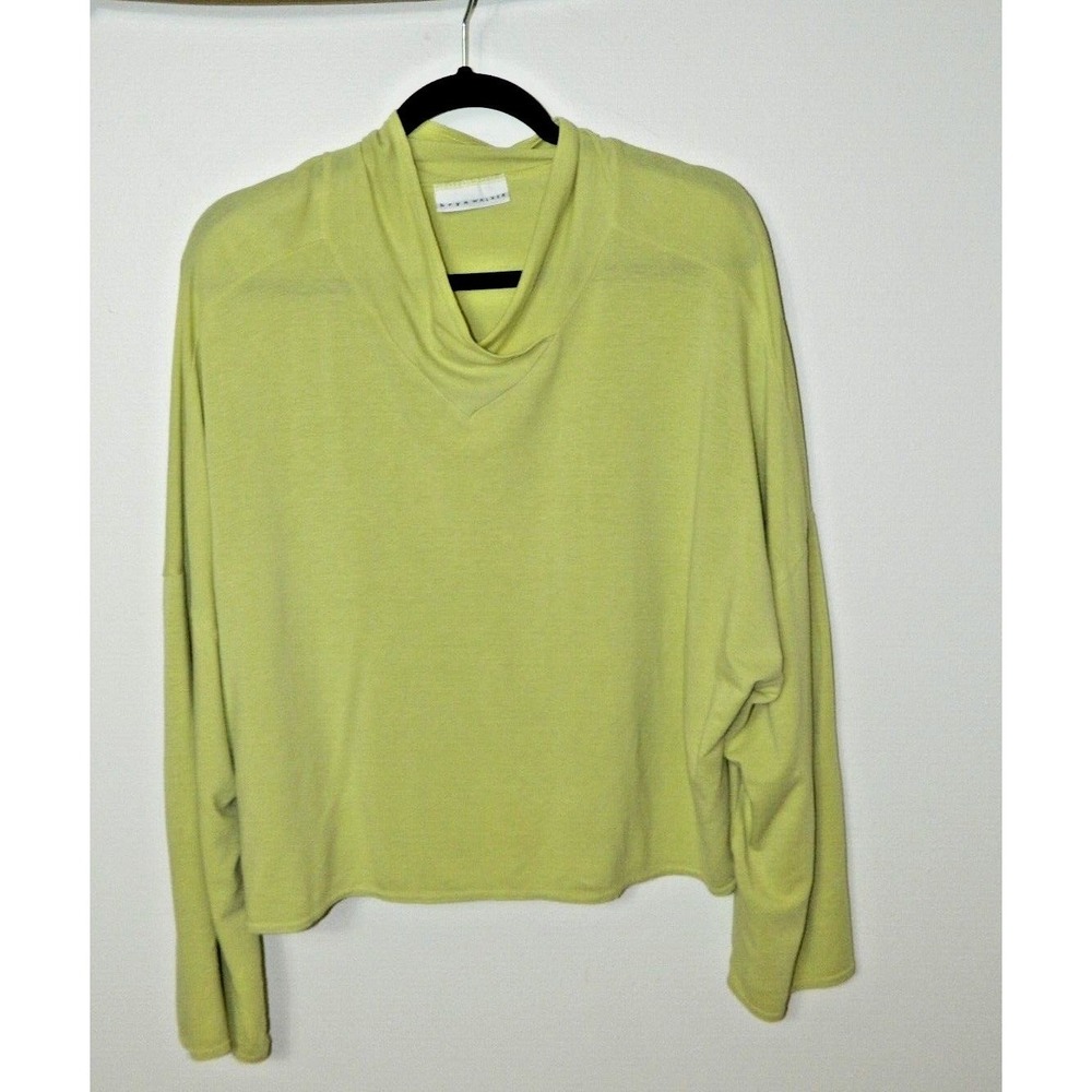 Bryn Walker Top‎ Small Chartreuse Cowl Neck Pullover Bamboo Organic Cotton